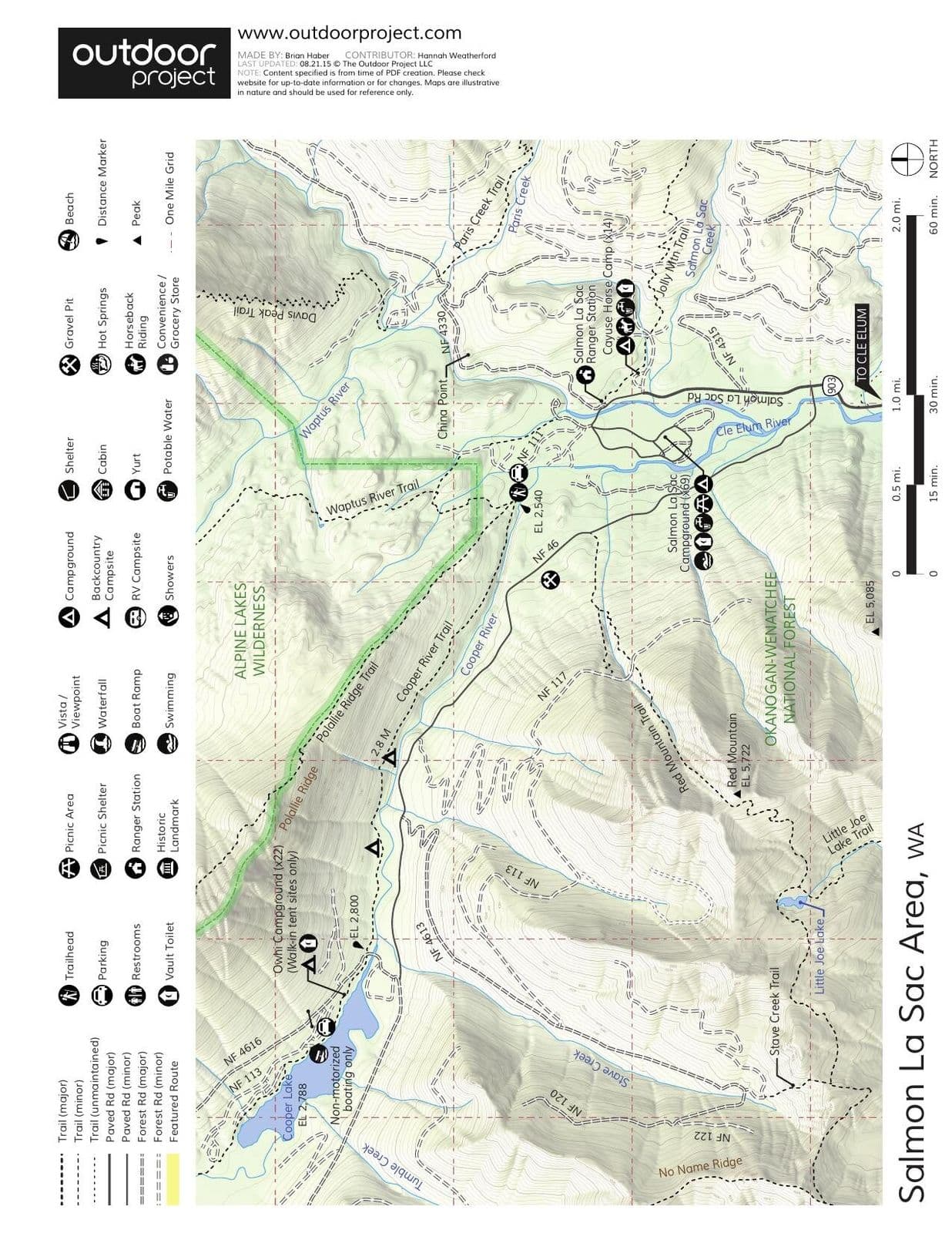 Waptus Lake and Spade Lake approach map
