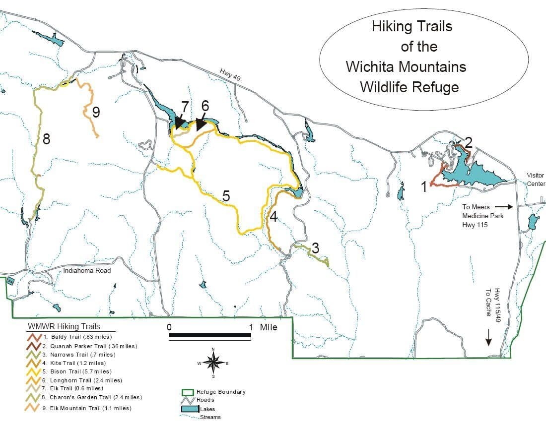 Wichita Mountains hiking trails map